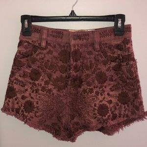 Free People High-Waist Embroidered Shorts